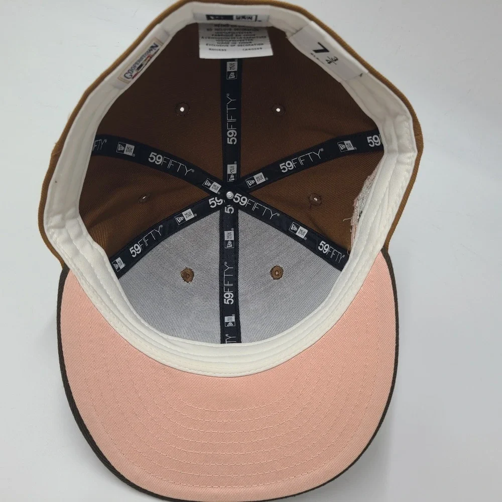 Texas Rangers Hat Fitted 7 3/4 New Era 59Fifty Brown Pink American League Patch